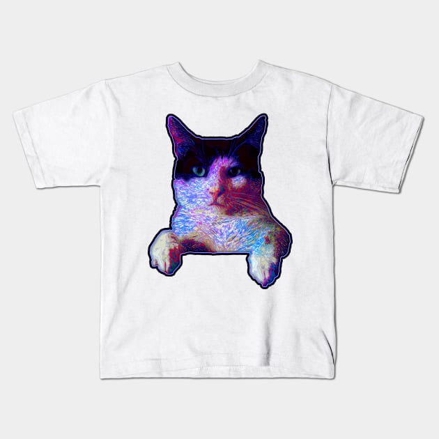 Blue cat is not impressed. Kids T-Shirt by crunchysqueak